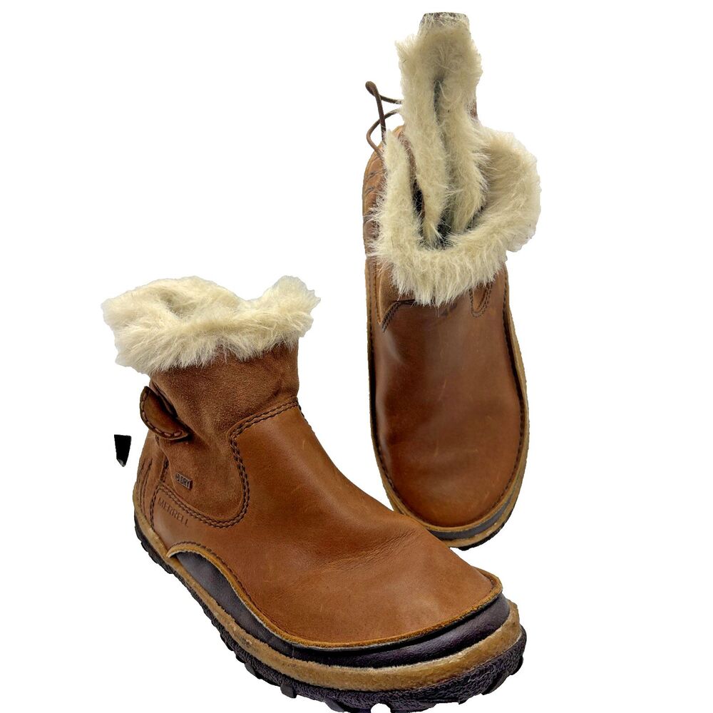 Merrell Tremblant Ankle Boot Waterproof Brown Leather Faux Fur J45932 Womens 8